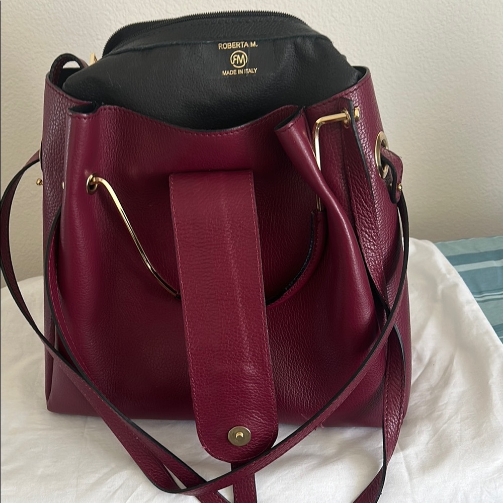 Roberta Bridal Deep Red Leather Shoulder Bag